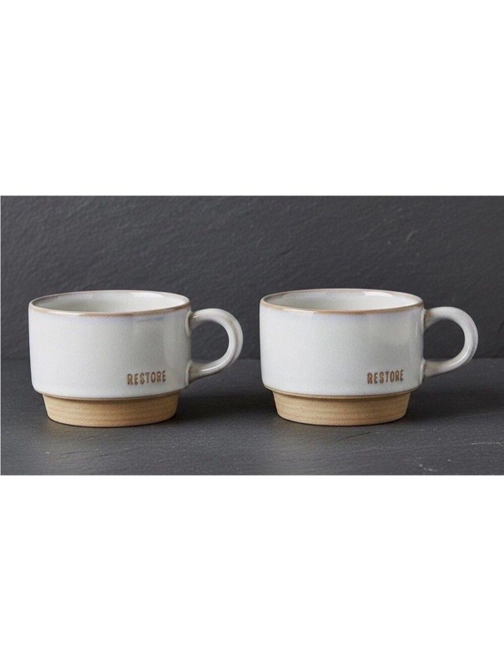 **Set of 2** Hearth & Hand with Magnolia  "Restore" Stoneware Stackable 10oz Mug